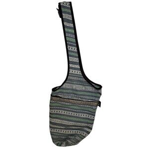 Ewedoos Sling Bag Crossbody Tribal Geometric Gray Green EUC